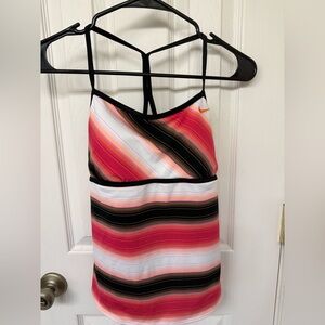 Nike Women's Striped Swim Top - Tankini features Pink, Black, White